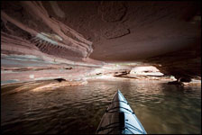 Kayaking within the Sand Island sea caves, Apostle Islands National Lakeshore, Wisconsin, Lake Superior