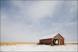 Barn in snow, Central Wisconsin