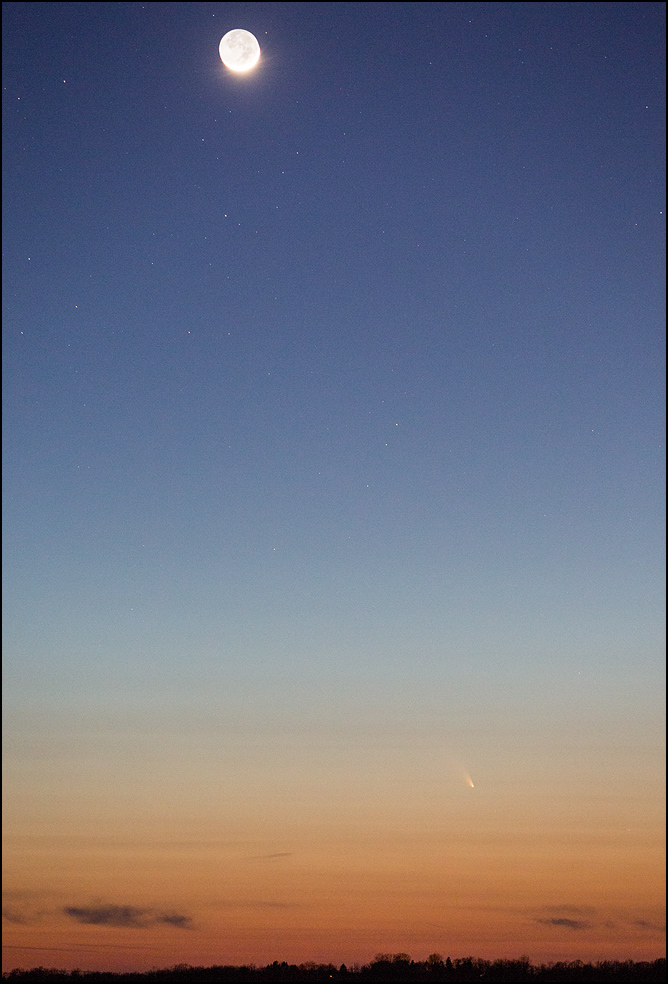 Comet Pan-STARRS from central Wisconsin with moon