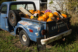 Door County old Chevy with pumpkins