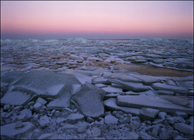 Ice shoves, Lake Winnebago, Oshkosh, Wisconsin