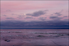 Moonrise at sunset, Lake Winnebago, Oshkosh, Wisconsin