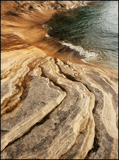 Wavy sandstone near Miners Beach on Lake Superior, Pictured Rocks National Lakeshore, Michigan