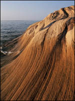 Wavy sandstone near Miners Beach on Lake Superior, Pictured Rocks National Lakeshore, Michigan