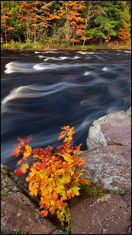 Rapids on the Presque Isle River in Fall, Porcupine Mountains Wilderness State Park, Upper Michigan, Picture