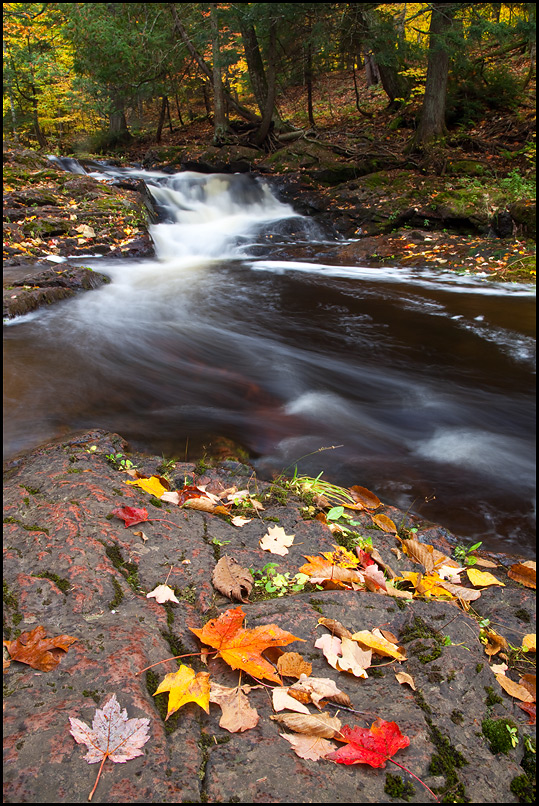 Rapids near Overlooked Falls Waterfall, Porcupine Mountains Wilderness State Park, Upper Michigan, Picture